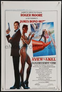 2r0242 VIEW TO A KILL Belgian 1985 art of Moore as Bond, Tanya Roberts and Walken by Goozee!