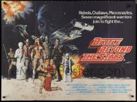 2r0206 BATTLE BEYOND THE STARS British quad 1980 Richard Thomas, Robert Vaughn, cool sci-fi art!