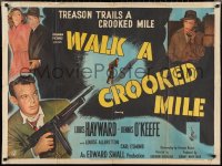2r0215 WALK A CROOKED MILE British quad 1948 Louis Hayward w/ Tommy gun, different crime art, rare!