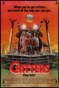 2r0888 CRITTERS 1sh 1986 great completely different art of cast & monsters by Ken Barr!