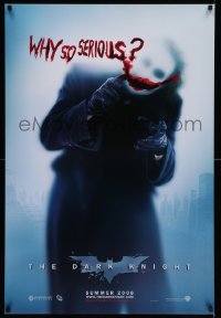 2r0892 DARK KNIGHT teaser DS 1sh 2008 great image of Heath Ledger as the Joker, why so serious?