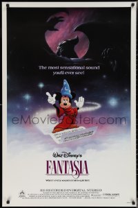 2r0922 FANTASIA 1sh R1985 Mickey from Sorcerer's Apprentice & Chernabog from Night on Bald Mountain!