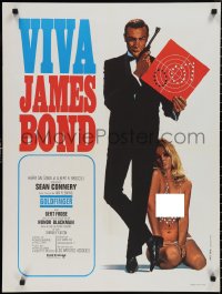 2r0319 GOLDFINGER French 24x31 R1970 art of Sean Connery as James Bond with near-naked woman!