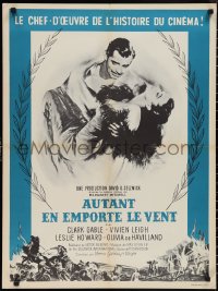 2r0320 GONE WITH THE WIND French 24x32 R1960s Clark Gable, Vivien Leigh, different artwork