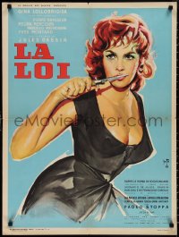 2r0332 WHERE THE HOT WIND BLOWS French 24x32 1960 Jules Dassin's La Legge, Gina Lollobrigida w/knife!