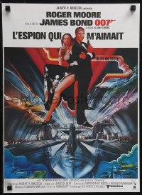 2r0341 SPY WHO LOVED ME French 16x21 R1984 art of Roger Moore as James Bond by Bob Peak!