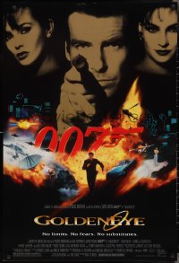 2r0949 GOLDENEYE DS 1sh 1995 cast image of Pierce Brosnan as Bond, Isabella Scorupco, Famke Janssen!