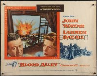 2r0714 BLOOD ALLEY 1/2sh 1955 John Wayne, Lauren Bacall in China, directed by William Wellman!