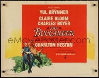 2r0717 BUCCANEER style A 1/2sh 1958 art of Yul Brynner, Charlton Heston, directed by Anthony Quinn!