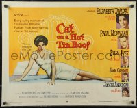 2r0722 CAT ON A HOT TIN ROOF style B 1/2sh 1958 classic art of Liz Taylor as Maggie the Cat!