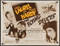 2r0735 FLYING DEUCES 1/2sh R1946 great artwork of Stan Laurel & Oliver Hardy + girl in airplane!