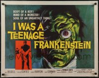 2r0750 I WAS A TEENAGE FRANKENSTEIN 1/2sh 1957 wonderful c/u art of monster + holding sexy girl!