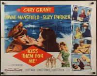 2r0755 KISS THEM FOR ME 1/2sh 1957 romantic art of Cary Grant & Suzy Parker, plus sexy Jayne Mansfield!