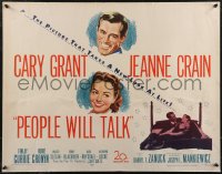 2r0777 PEOPLE WILL TALK 1/2sh 1951 great artwork of Cary Grant who loves pretty Jeanne Crain!