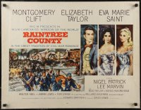 2r0789 RAINTREE COUNTY style A 1/2sh 1957 art of Montgomery Clift, Elizabeth Taylor & Eva Marie Saint!