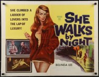 2r0796 SHE WALKS BY NIGHT 1/2sh 1960 German prostitution, sexy art of bad girl Belinda Lee!