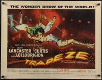 2r0810 TRAPEZE style B 1/2sh 1956 circus art of Burt Lancaster, Gina Lollobrigida & Tony Curtis!