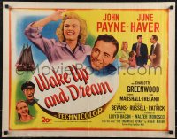2r0813 WAKE UP & DREAM 1/2sh 1946 great close up smiling art portraits of June Haver & John Payne!