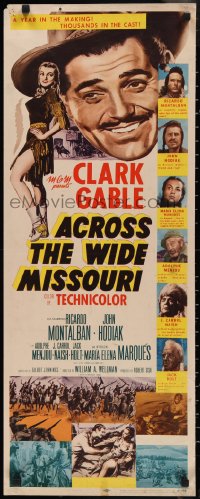 2r0589 ACROSS THE WIDE MISSOURI insert 1951 art of smiling Clark Gable & sexy Maria Elena Marques!