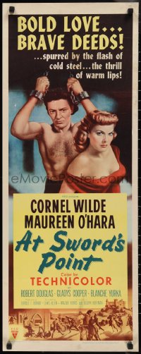 2r0592 AT SWORD'S POINT insert 1952 barechested Cornel Wilde in chains, pretty Maureen O'Hara!