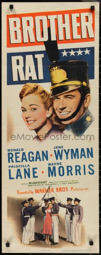 2r0597 BROTHER RAT insert R1944 Priscilla Lane loves military cadet Wayne Morris, Ronald Reagan!
