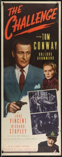 2r0600 CHALLENGE insert 1948 art of Tom Conway as detective Bulldog Drummond!