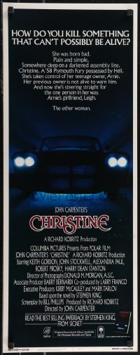 2r0601 CHRISTINE int'l insert 1983 written by Stephen King, directed by John Carpenter, creepy car image