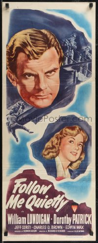 2r0610 FOLLOW ME QUIETLY insert 1949 Richard Fleischer film noir, William Lundigan, Dorothy Patrick!