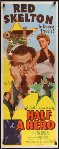 2r0616 HALF A HERO insert 1953 great image of Red Skelton in double trouble with Jean Hagen!