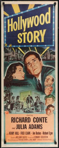 2r0622 HOLLYWOOD STORY insert 1951 William Castle directed, art of Richard Conte & Julie Adams!