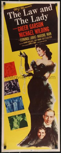 2r0634 LAW & THE LADY insert 1951 great full-length sexiest artwork of Greer Garson in all black gown!