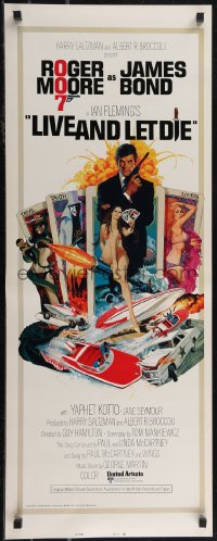 2r0637 LIVE & LET DIE East Hemi insert 1973 art of Roger Moore as James Bond by Robert McGinnis!