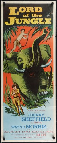 2r0638 LORD OF THE JUNGLE insert 1955 great action art of Bomba the Jungle Boy w/elephant!