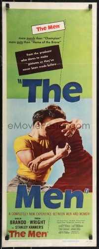 2r0642 MEN insert 1950 great image of paralyzed Marlon Brando in debut with Teresa Wright!