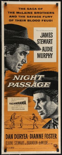 2r0646 NIGHT PASSAGE insert 1957 no one could stop the showdown between Jimmy Stewart & Audie Murphy