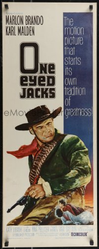 2r0651 ONE EYED JACKS insert 1961 great art of star & director Marlon Brando with gun & bandolier!