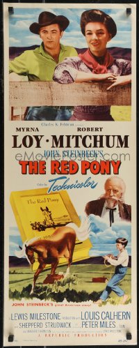 2r0660 RED PONY insert 1949 Robert Mitchum is Myrna Loy's ranch hand, written by John Steinbeck!