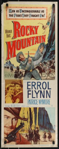 2r0663 ROCKY MOUNTAIN insert 1950 great close up of part renegade part hero Errol Flynn with gun!