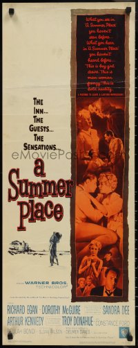 2r0675 SUMMER PLACE insert 1959 Sandra Dee & Troy Donahue in young lovers classic, image of cast!