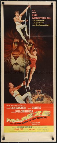 2r0684 TRAPEZE insert 1956 circus art of Burt Lancaster, Gina Lollobrigida, Tony Curtis & lion!