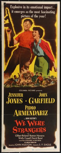 2r0691 WE WERE STRANGERS insert 1949 art of Jennifer Jones & John Garfield, directed by John Huston