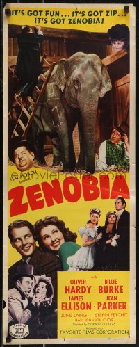 2r0696 ZENOBIA insert R1946 Oliver Hardy, Billie Burke, Alice Brady & Jean Parker with elephant!