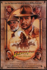 2r0982 INDIANA JONES & THE LAST CRUSADE advance 1sh 1989 Ford/Connery over a brown background by Drew