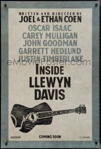 2r0987 INSIDE LLEWYN DAVIS teaser DS 1sh 2013 Coen brothers, Oscar Isaac, art of guitar with eye!