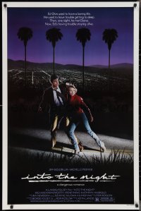 2r0989 INTO THE NIGHT 1sh 1985 cool image of Jeff Goldblum & Michelle Pfeiffer on the run!