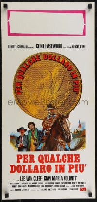 2r0366 FOR A FEW DOLLARS MORE Italian locandina R1970s Leone, art of Clint Eastwood with gun & cigar!