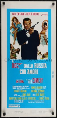 2r0368 FROM RUSSIA WITH LOVE Italian locandina R1980s art of Sean Connery as James Bond 007 with gun!