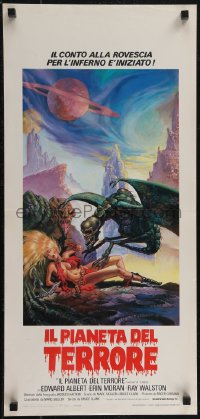 2r0369 GALAXY OF TERROR Italian locandina 1982 great Charo fantasy art of monsters attacking girl!