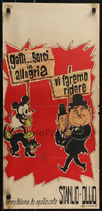 2r0370 GATTI SORCI IN ALLEGRIA/VI FAREMO RIDERE Italian locandina 1961 Laurel & Hardy, Mickey!