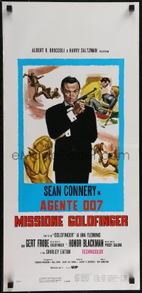 2r0371 GOLDFINGER Italian locandina R1980s different art of Sean Connery as James Bond 007!